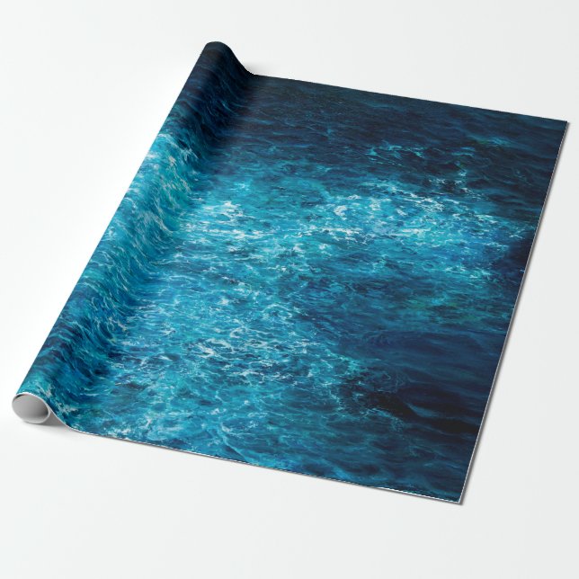  oil painting showing waves in ocean or sea on can wrapping paper (Unrolled)