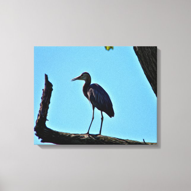 Oil Painting Style Great Blue Heron Canvas (Front)