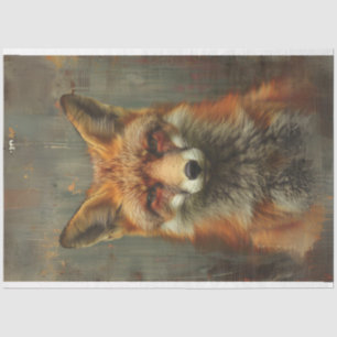 Oil painting textured of fox decoupage  tissue paper