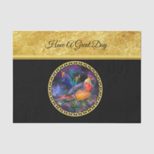 Oil painting yellow orange and purple sparrow tissue paper