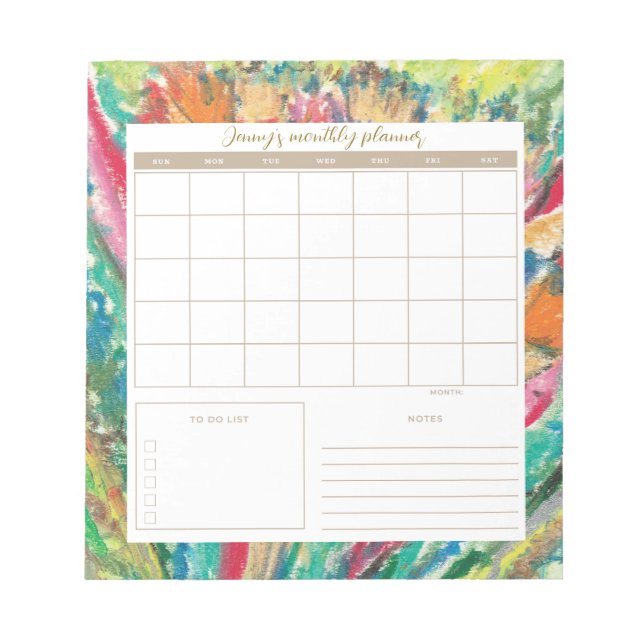 oil pastel Botanical Daily Planner/Calendar Pad (Front)