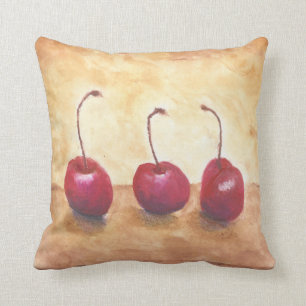 Oil Pastel Cherries Throw Pillow