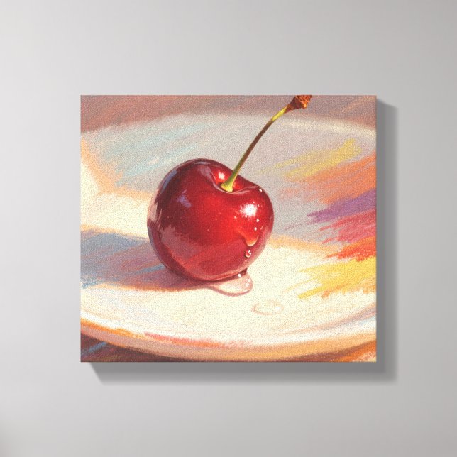 Oil pastel cherry canvas print (Front)
