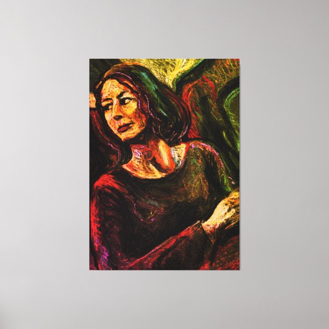 Oil pastel painitng of a woman on a train canvas print (Front)