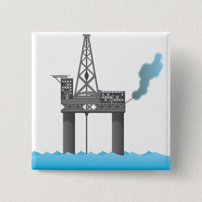 Oil Platform 2 Inch Square Button (Front)