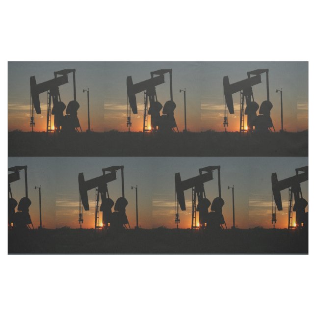 Oil Pump Jack At Sunset 9" Fabric (Fat Quarter)