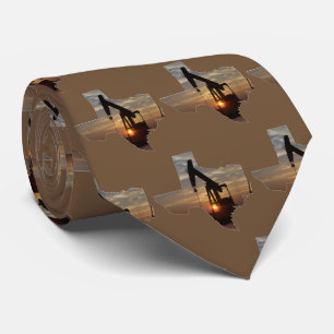 Oil Pump Jack At Sunset Necktie