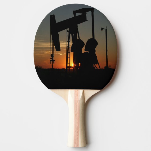 Oil Pump Jack At Sunset Ping Pong Paddle (Front)