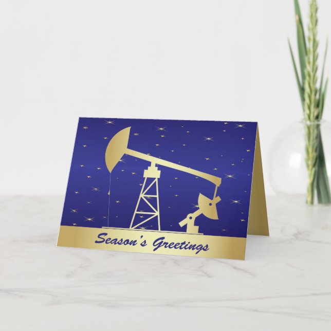 Oil Pump Jack Holiday Season's Greeting Card (Front)