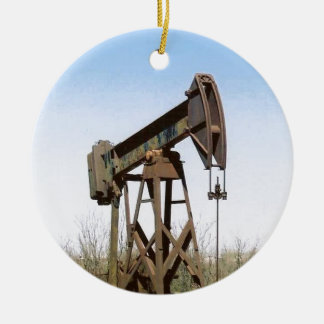 Oil Pumping Rig Ceramic Ornament
