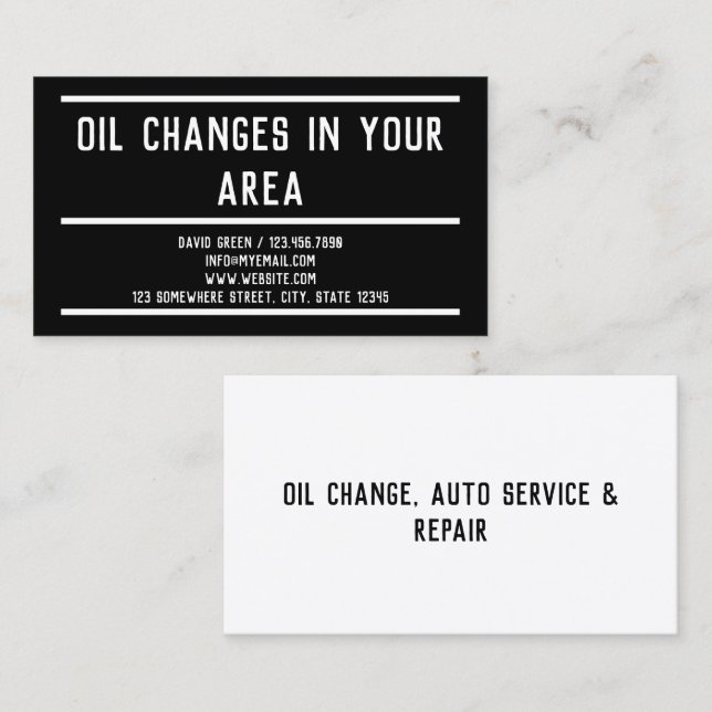 Oil Replacement Simple Business Card (Front/Back)