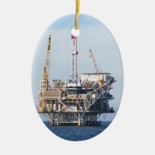 Oil Rig Ceramic Ornament