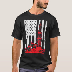 Oil Rig Flag Patriotic Oilfield Worker July 4th Ro T-Shirt