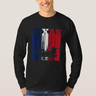 Oil Rig Texas Us Flag Oilfield Worker Rig Drilling T-Shirt