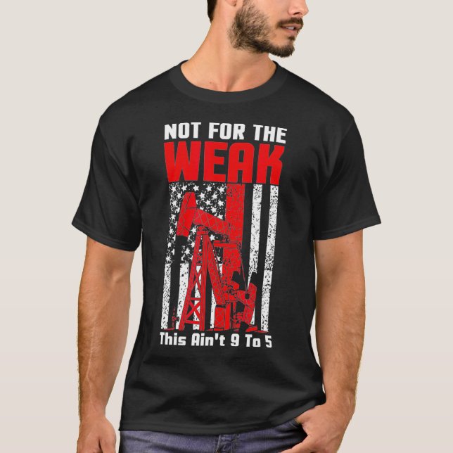 Oil Rig US Flag Oilfield Industry Oilman Design T-Shirt (Front)