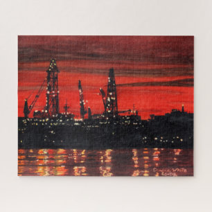 Oil Rigs at Night 520pc Puzzle