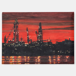 Oil Rigs at Night Magnet