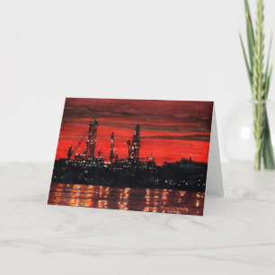 Oil Rigs at Night Thank You Card