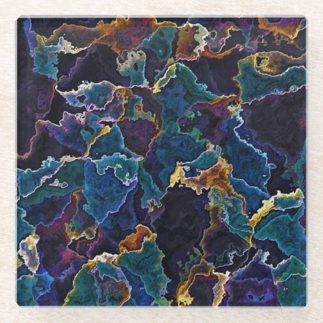 Oil Slick  Glass Coaster (Front)