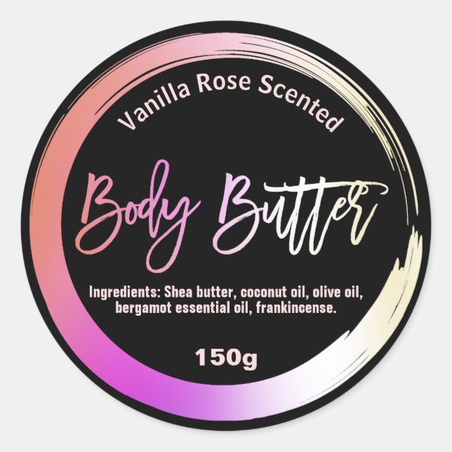 Oil Slick Shea Body Butter Circle Labels (Front)
