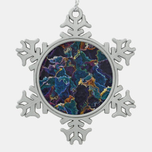 Oil Slick Snowflake Pewter Christmas Ornament