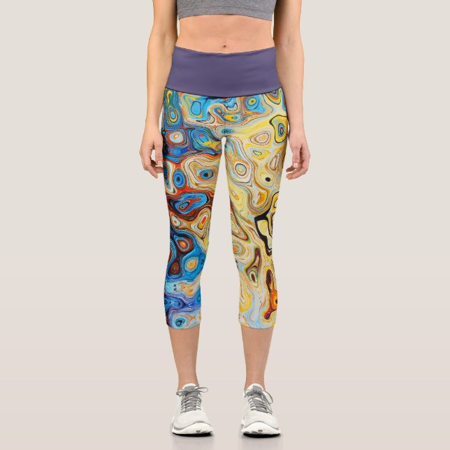 Oil Spill Rainbow Capri Leggings (Front)