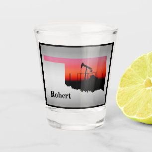 Oil Well Pump Jack Oklahoma Shape Personalized Shot Glass