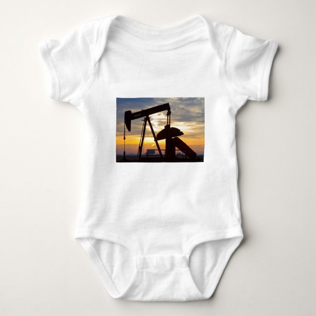 Oil Well Pump Jack Sunrise Baby Bodysuit (Front)