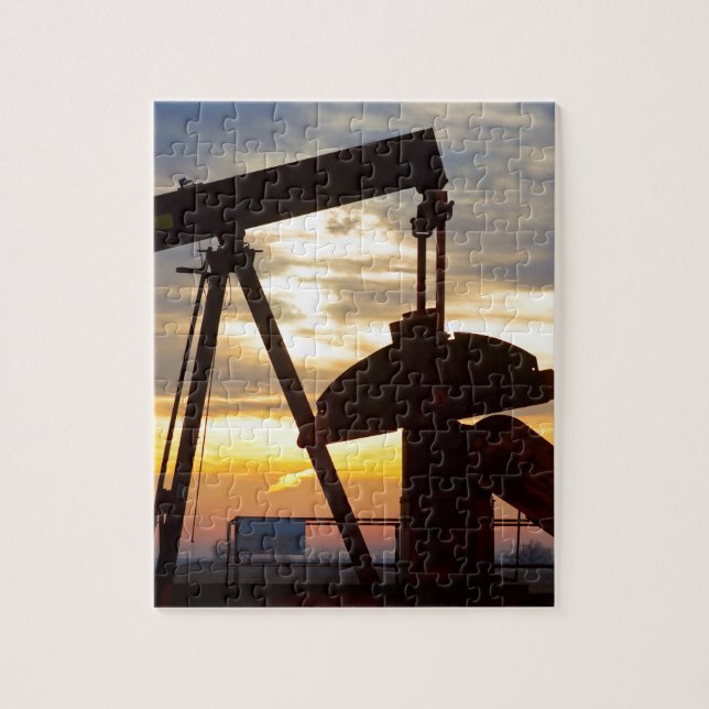Oil Well Pump Jack Sunrise Jigsaw Puzzle (Vertical)