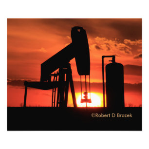 Oil Well Pump Sunset Silhouette Photo Enlargement Print