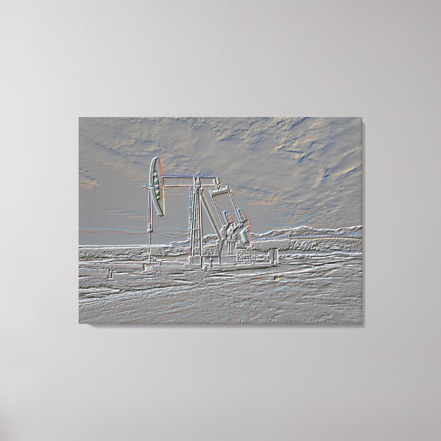 Oil Well Pumping (Pump Jack) Unit (Embossed Look) Canvas Print (Front)