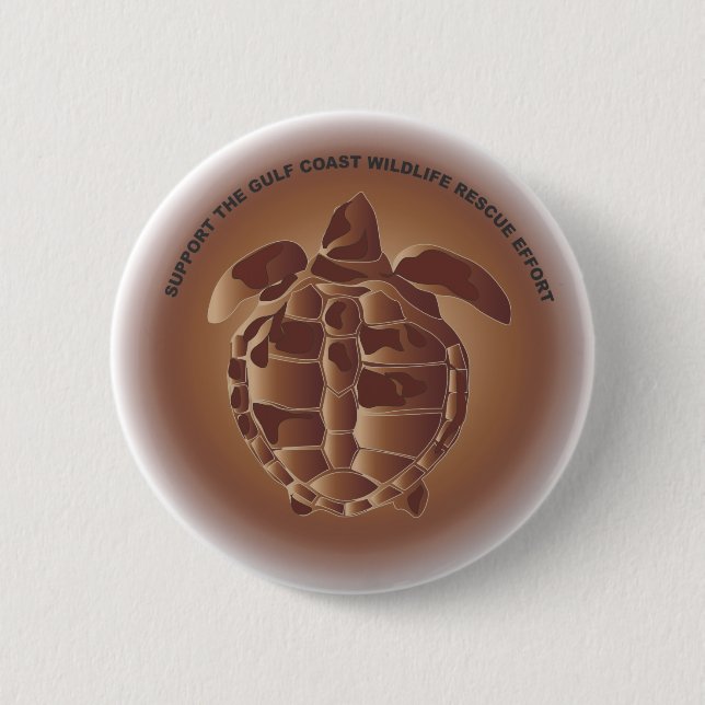 Oiled Kemp's Ridley Sea Turtle 2 Inch Round Button (Front)