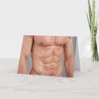 Oiled Up and Ready Hot Guy Greetings Card