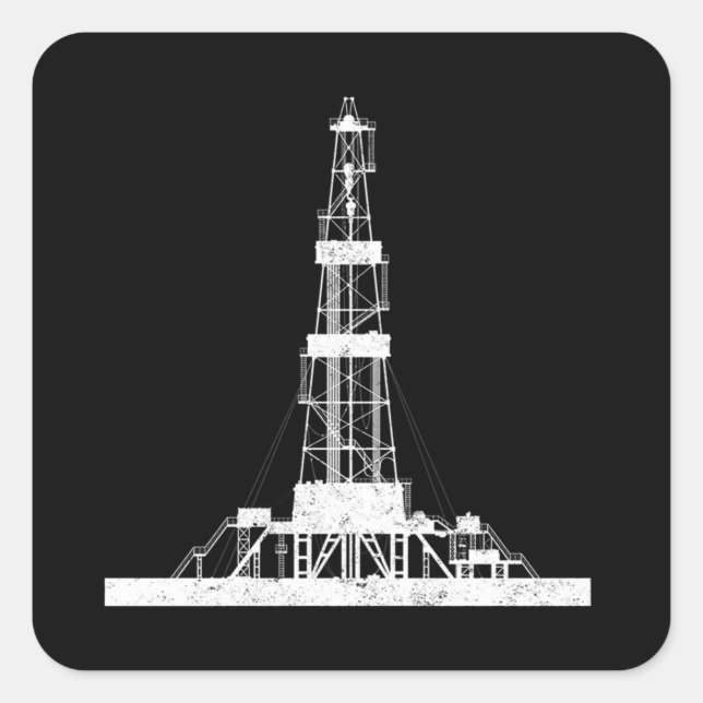Oilfield Driller Drilling Rig Square Sticker (Front)