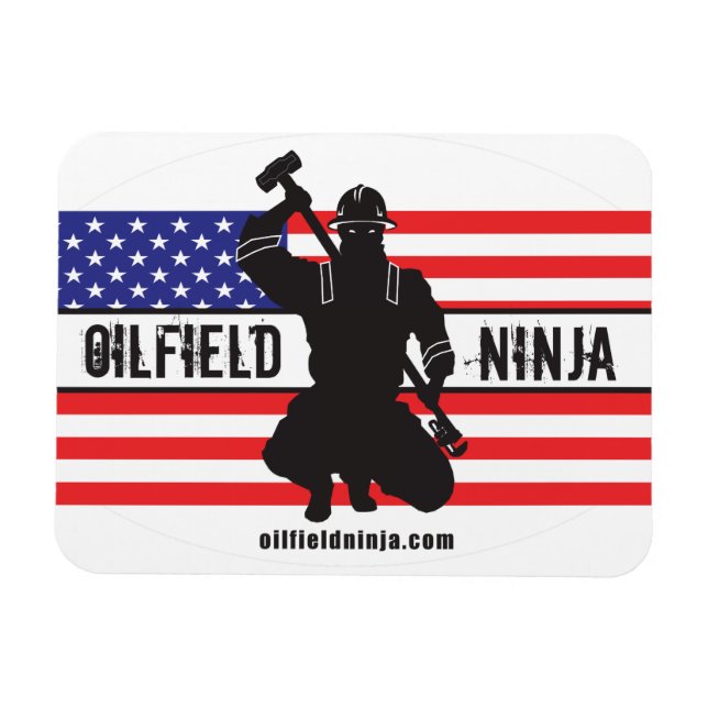 Oilfield Ninja flex magnet w/ US flag (Horizontal)