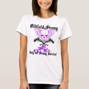 Oilfield Strong with Wings and Pistols in Purple T-Shirt