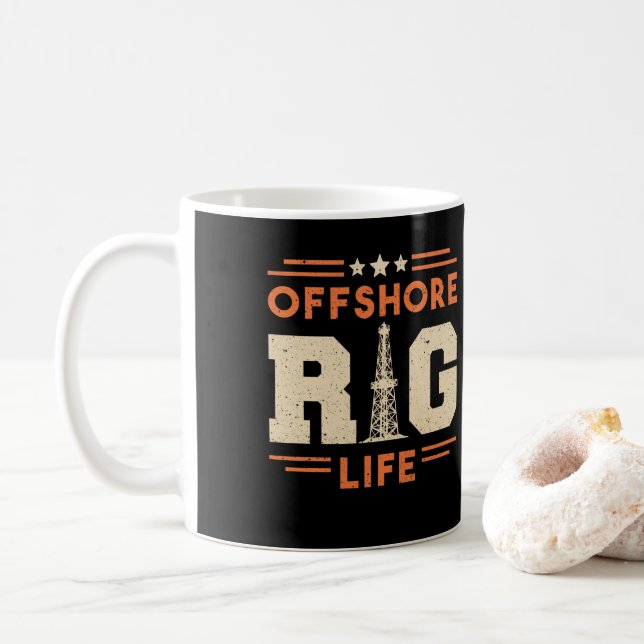 Oilfield Worker Drilling Roughneck Offshore Rig Coffee Mug (With Donut)