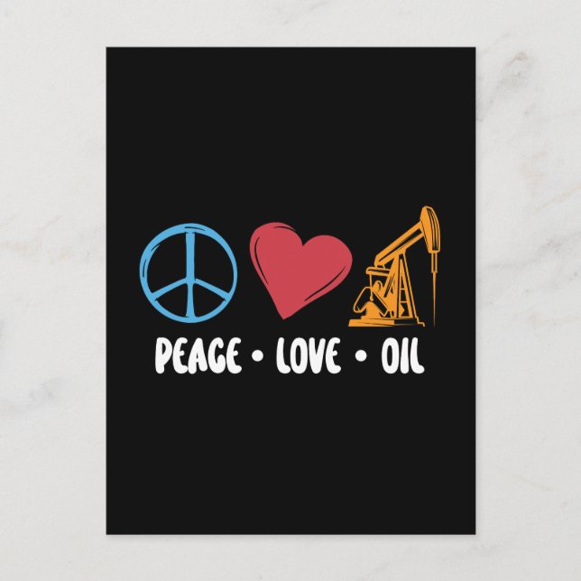 Oilfield Worker Peace Love Oil Rig Worker Workers Holiday Postcard (Front)