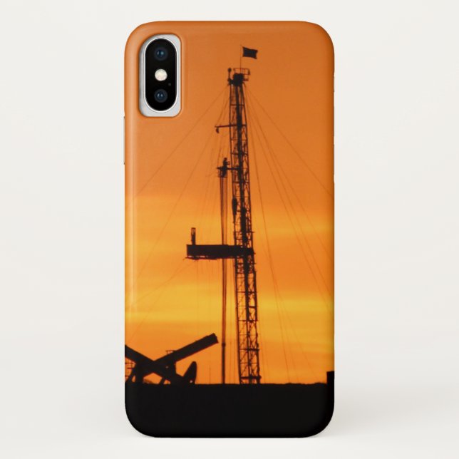 Oilfield Workover Service Rig, Orange Sky Sunset Case-Mate iPhone Case (Back)