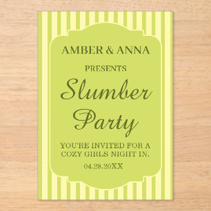 OILIVE VERT INVITATION PERSONNALISÉE PYJAMA PARTY