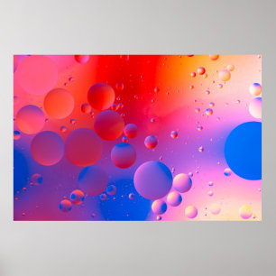 oily drops in water with colourful background, clo poster