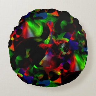 Oily green and red stains with dark parts round pillow