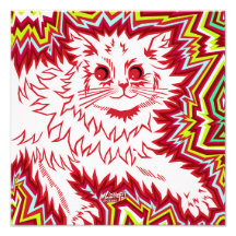 Oingo Boingo psychedelic cat print (variations)