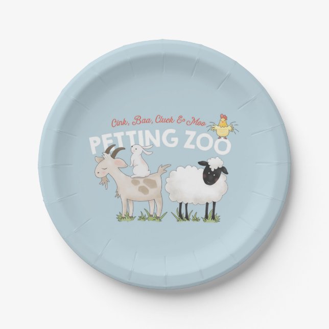 Oink Baa Cluck Moo Children's Birthday Paper Plate (Front)