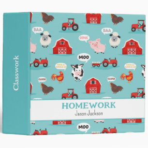 Oink Baa Moo Farm Animal Cute Kids Binder