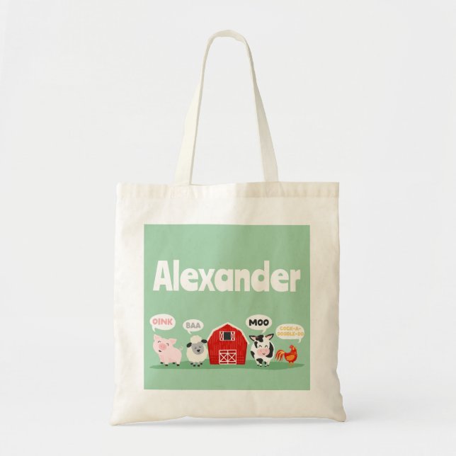 Oink Baa Moo Farm Animal Cute Kids Tote Bag (Front)
