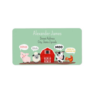 Oink Baa Moo Farm Animal Cute Personalized Label