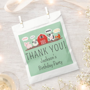 Oink Baa Moo Thank you Farm Animal Party Favour Bag