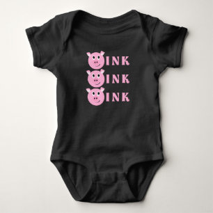 OINK! Cute Little Pink Cartoon Pig Girls Piggy Baby Bodysuit