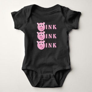 OINK! Cute Little Pink Cartoon Pig Girls Piggy Baby Bodysuit